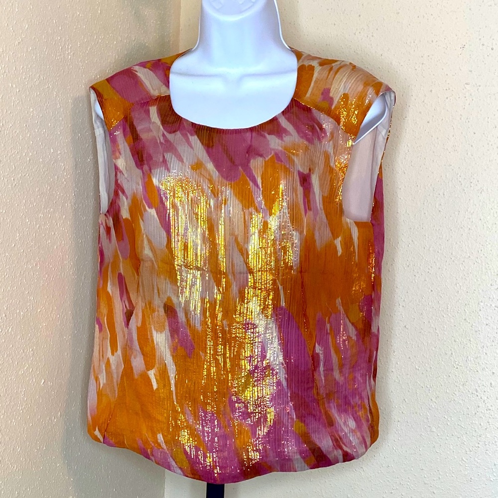MaxMara metallic pink gold orange blouse sz 36